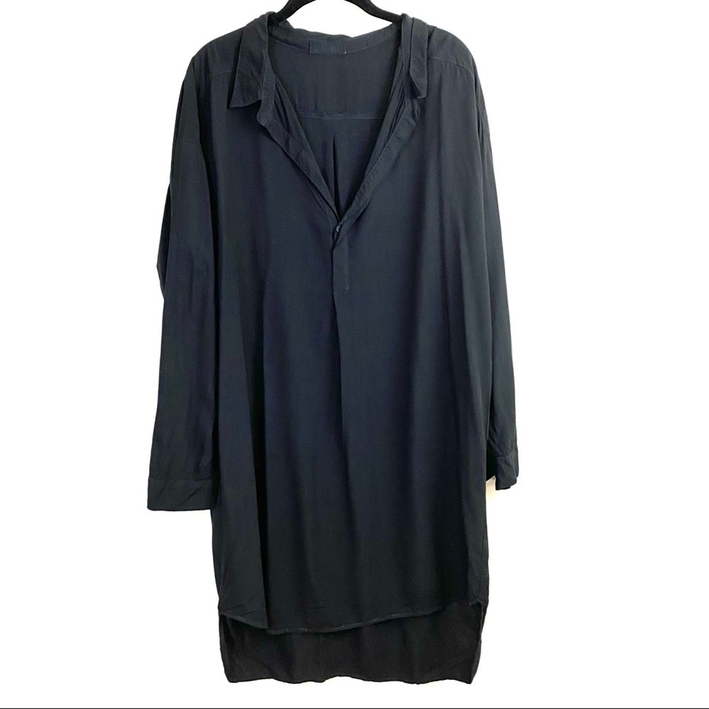 CP Shades Sero Long Sleeve 1/2 Button Front Blouse Shirt Dress Rayon Small